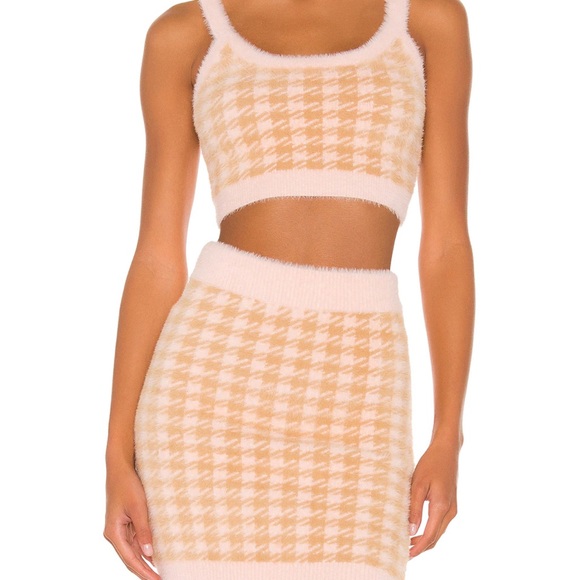 For love and lemons CHER argyle fur 3pc set small crop and skirt medium cardigan - Picture 9 of 16